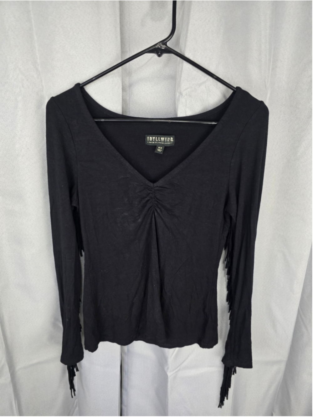 Women's Idyllwind Long Sleeve Fringe Tee Black Size S